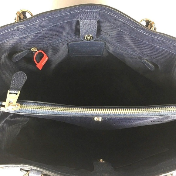 Coach Kitt Carryall Tote Blue Crossgrain Leather - Picture 3 of 8